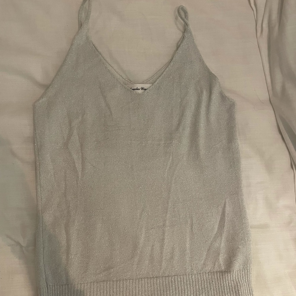 Glittery silver tank